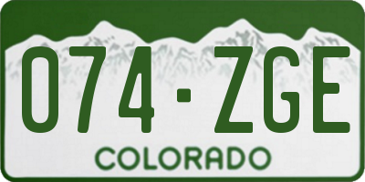 CO license plate 074ZGE