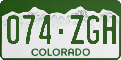 CO license plate 074ZGH