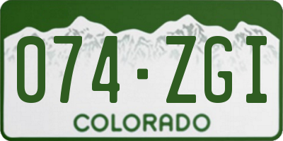 CO license plate 074ZGI