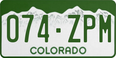 CO license plate 074ZPM