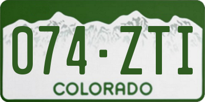 CO license plate 074ZTI