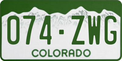 CO license plate 074ZWG