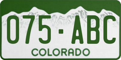 CO license plate 075ABC