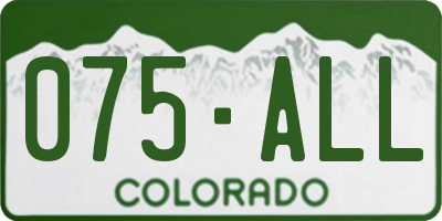 CO license plate 075ALL