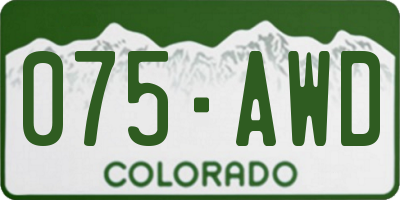 CO license plate 075AWD