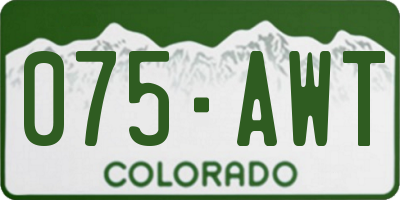 CO license plate 075AWT