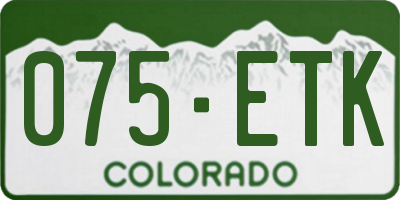 CO license plate 075ETK