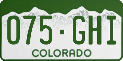 CO license plate 075GHI