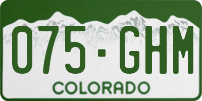 CO license plate 075GHM
