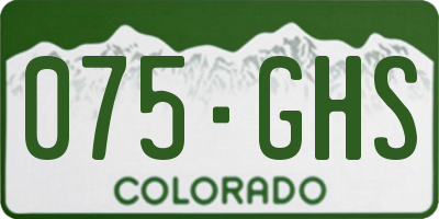 CO license plate 075GHS