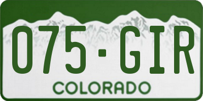 CO license plate 075GIR