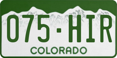 CO license plate 075HIR