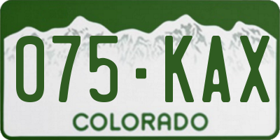 CO license plate 075KAX