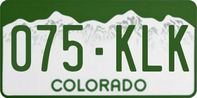 CO license plate 075KLK