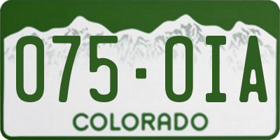 CO license plate 075OIA