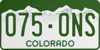 CO license plate 075ONS