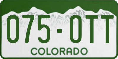 CO license plate 075OTT