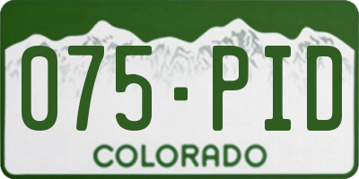 CO license plate 075PID