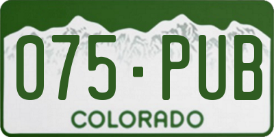 CO license plate 075PUB