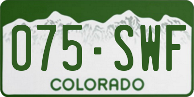 CO license plate 075SWF