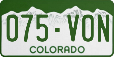 CO license plate 075VON