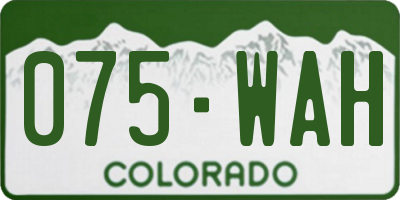 CO license plate 075WAH