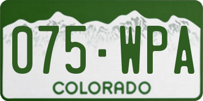 CO license plate 075WPA