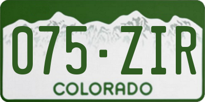 CO license plate 075ZIR
