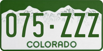 CO license plate 075ZZZ