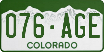 CO license plate 076AGE