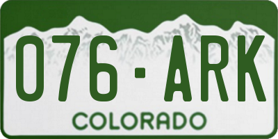 CO license plate 076ARK