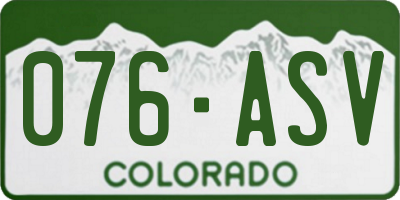 CO license plate 076ASV