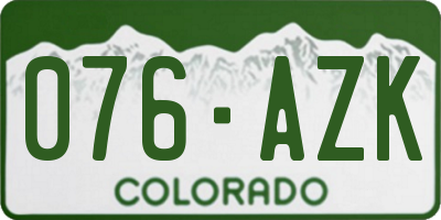 CO license plate 076AZK