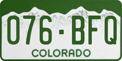 CO license plate 076BFQ