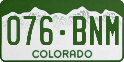 CO license plate 076BNM