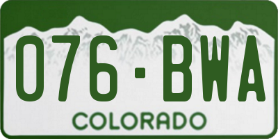 CO license plate 076BWA