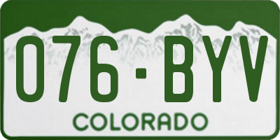 CO license plate 076BYV