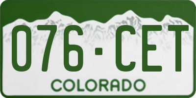 CO license plate 076CET