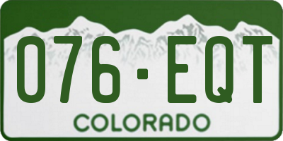 CO license plate 076EQT