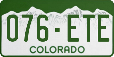 CO license plate 076ETE
