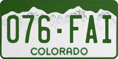 CO license plate 076FAI
