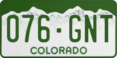 CO license plate 076GNT