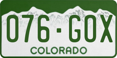 CO license plate 076GOX