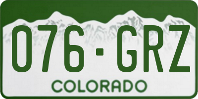 CO license plate 076GRZ