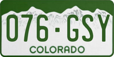 CO license plate 076GSY