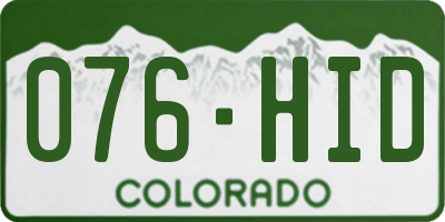 CO license plate 076HID