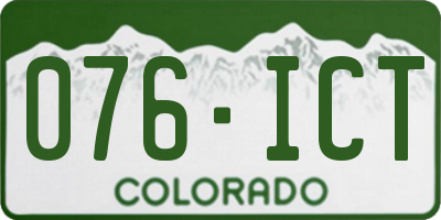 CO license plate 076ICT