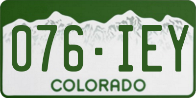 CO license plate 076IEY