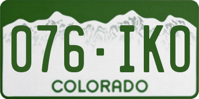 CO license plate 076IKO