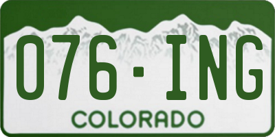 CO license plate 076ING